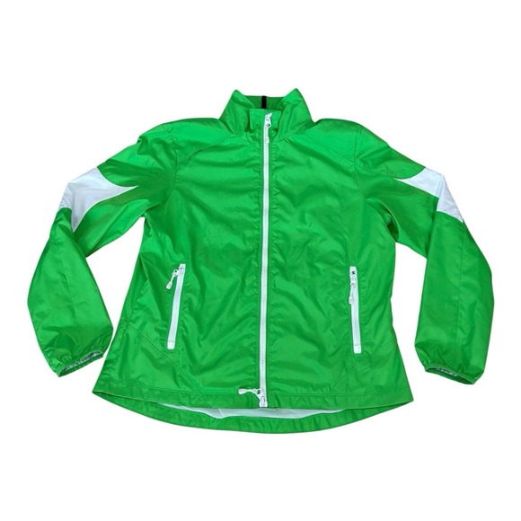 LRL Lauren Ralph Lauren Track Jacket Women L Green Lined Mesh Athletic Full Zip - Picture 1 of 7